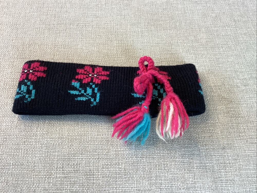 Vintage Mountain Ladies & Ewe 100% Wool Headband Ear Warmers Fair Isle Daisy